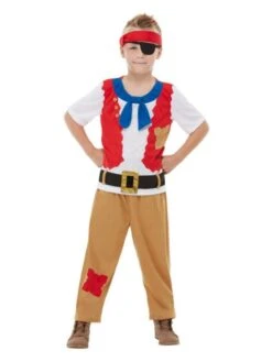 Smiffys Horrible Histories Pirate Crew Costume, Red