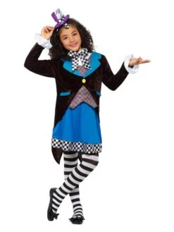 Smiffys Deluxe Little Miss Hatter Costume, With Dress, Mul