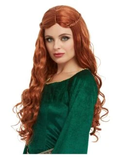 Smiffys Medieval Princess Wig, Auburn