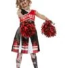 Smiffys Zombie Cheerleader Costume, Red