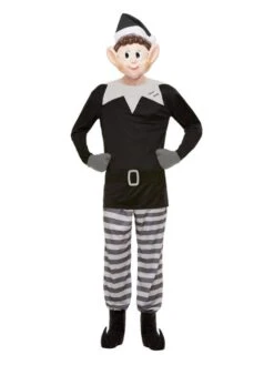 Smiffys Elves Behavin’ Badly Bad Elf Costume, Grey & Black