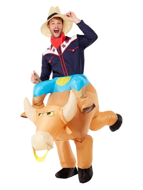 Smiffys Inflatable Bull Rider Costume, Brown 1 Smiffys Inflatable Bull Rider Costume, Brown