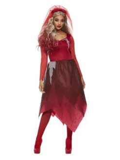 Smiffys Grave Yard Bride Costume, Red