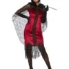 Smiffys Deluxe Vampire Flapper Costume, Red