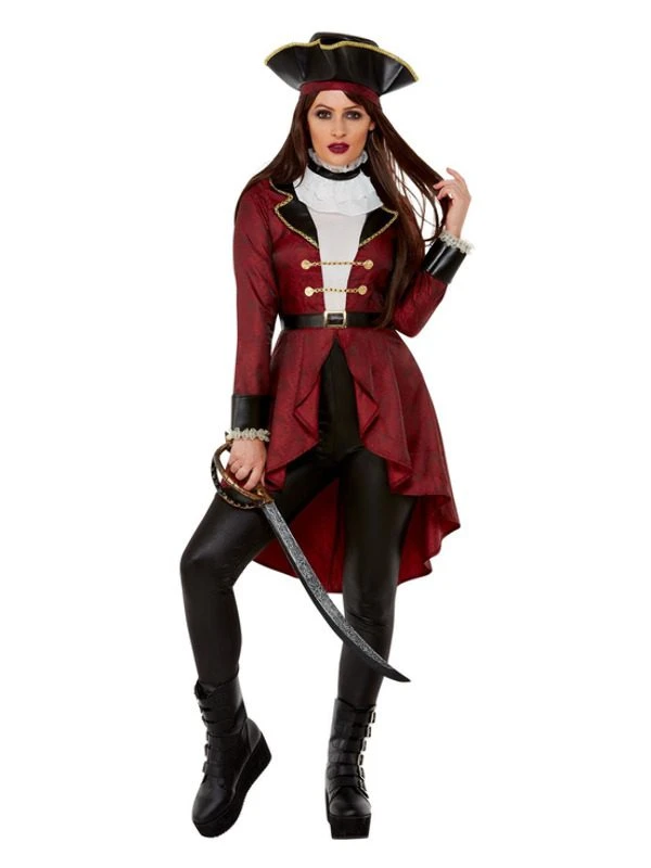 Smiffys Deluxe Swashbuckler Pirate Costume, Burgundy 1 Smiffys Deluxe Swashbuckler Pirate Costume, Burgundy