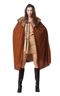 Brown Plush Collared Ladies Short Cape