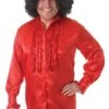 Satin Ruffle Shirt (Various Colours) – Red