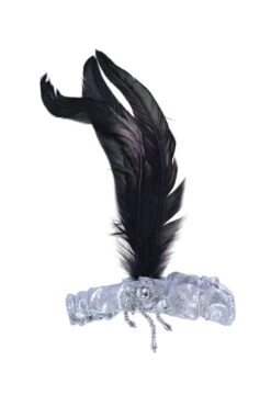 Silver Headband With Black Feathers