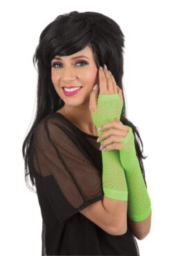 Gloves Fingerless Fishnet Green