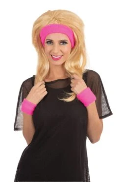 80s Headband/Wristband Set Pink
