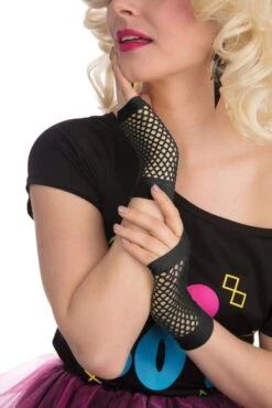 Black Fishnet Gloves Short