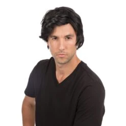 Mens Wig Side Parting Black