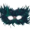Green & Black Feather Mask