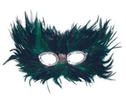 Green & Black Feather Mask