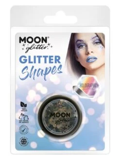 Smiffys Moon Glitter Holographic Glitter Shapes, Black