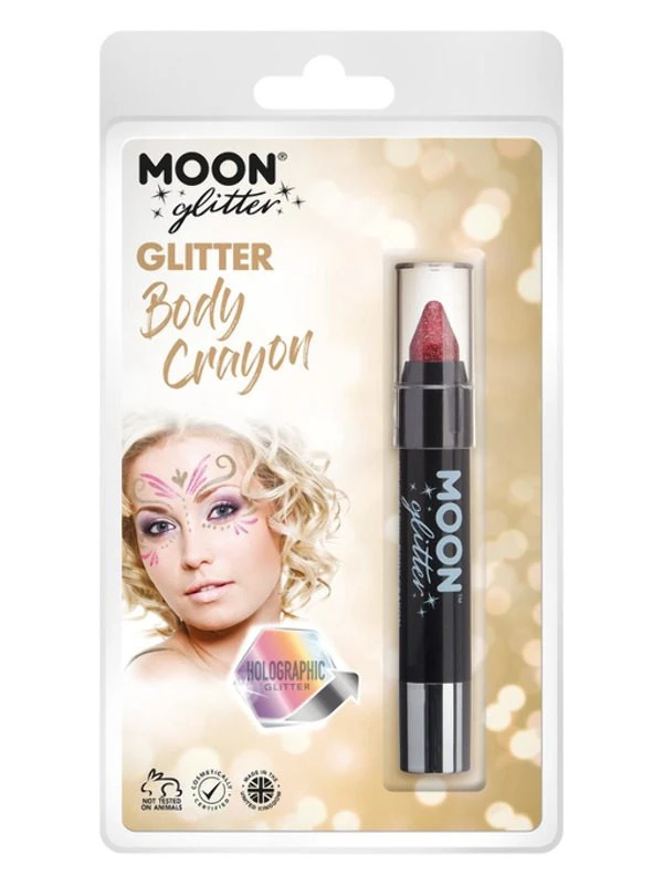 Smiffys Moon Glitter Holographic Body Crayons, Red 1 Smiffys Moon Glitter Holographic Body Crayons, Red