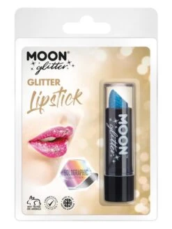 Smiffys Moon Glitter Holographic Glitter Lipstick, Blue